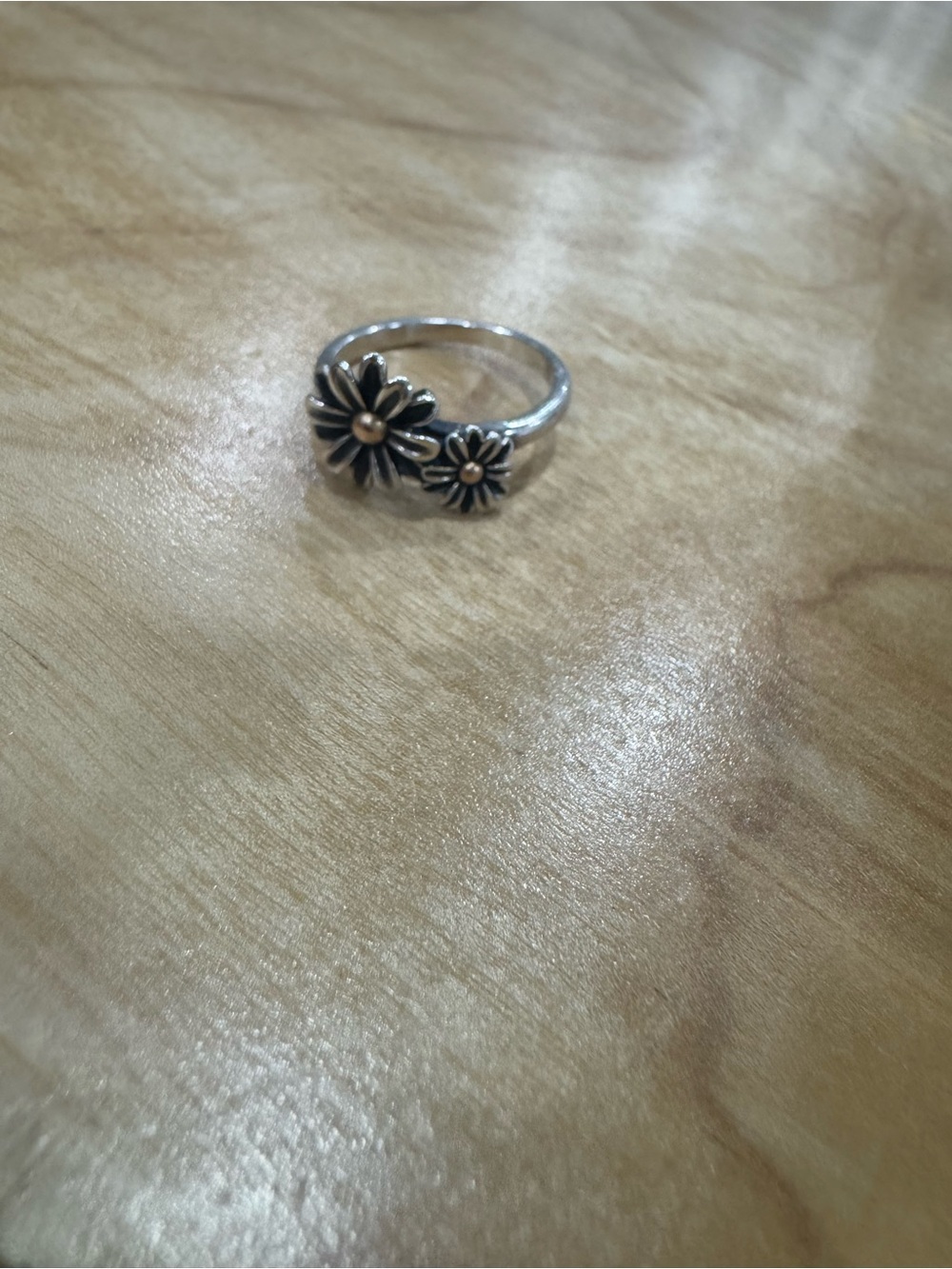 Sterling-Style Silver Daisy Ring with Gold-Tone Centers - Women Jewelry